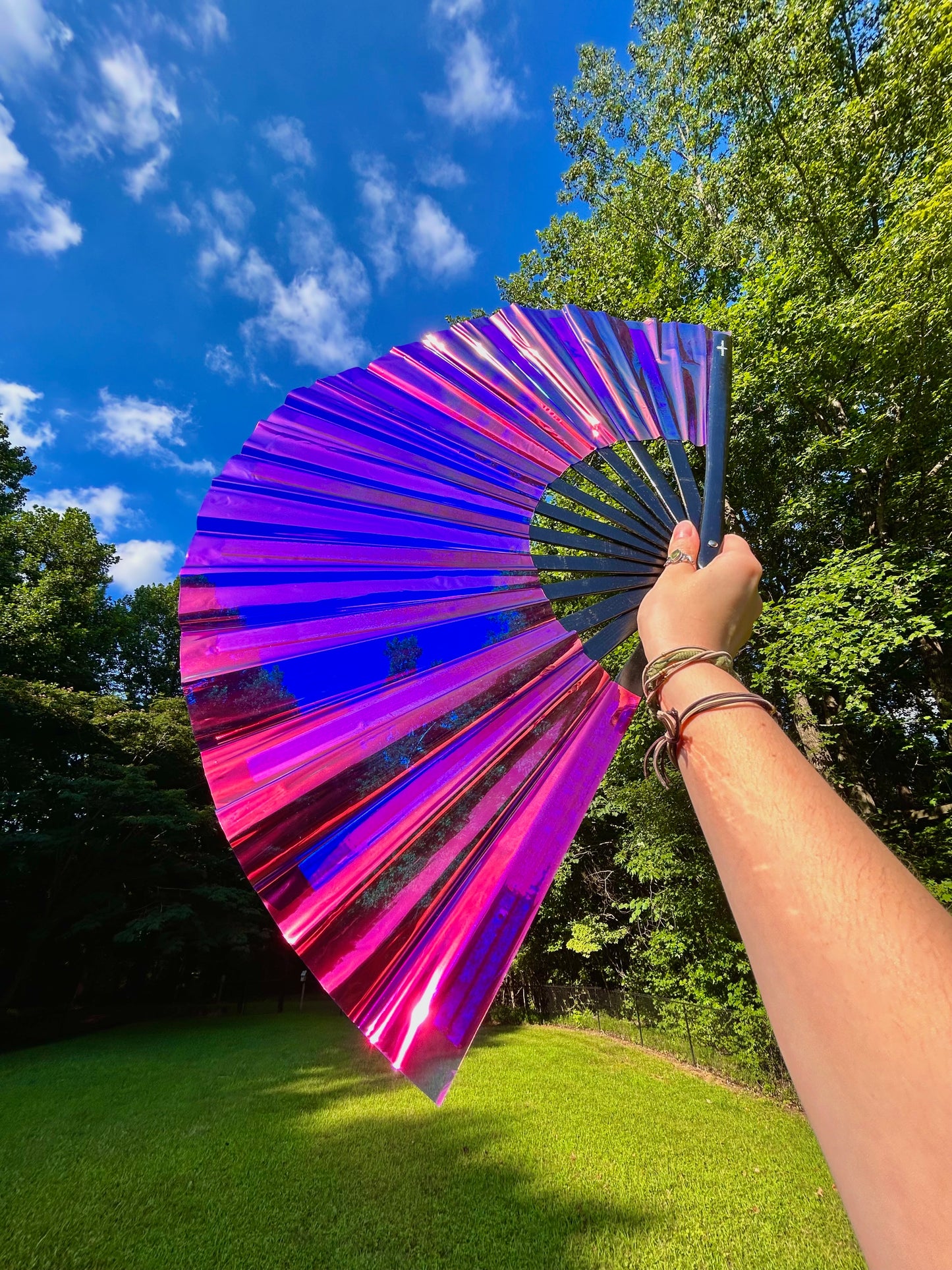 Purple Holographic Hand Fan