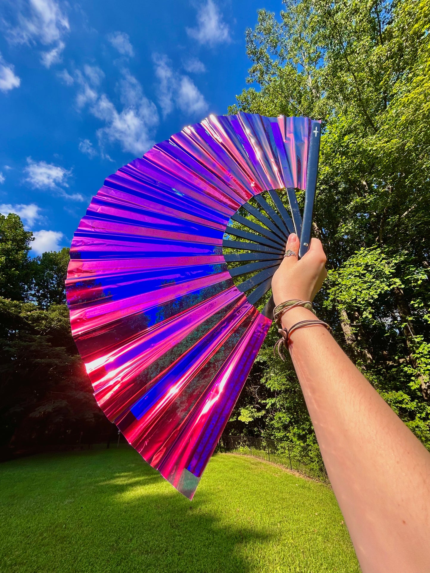 Purple Holographic Hand Fan