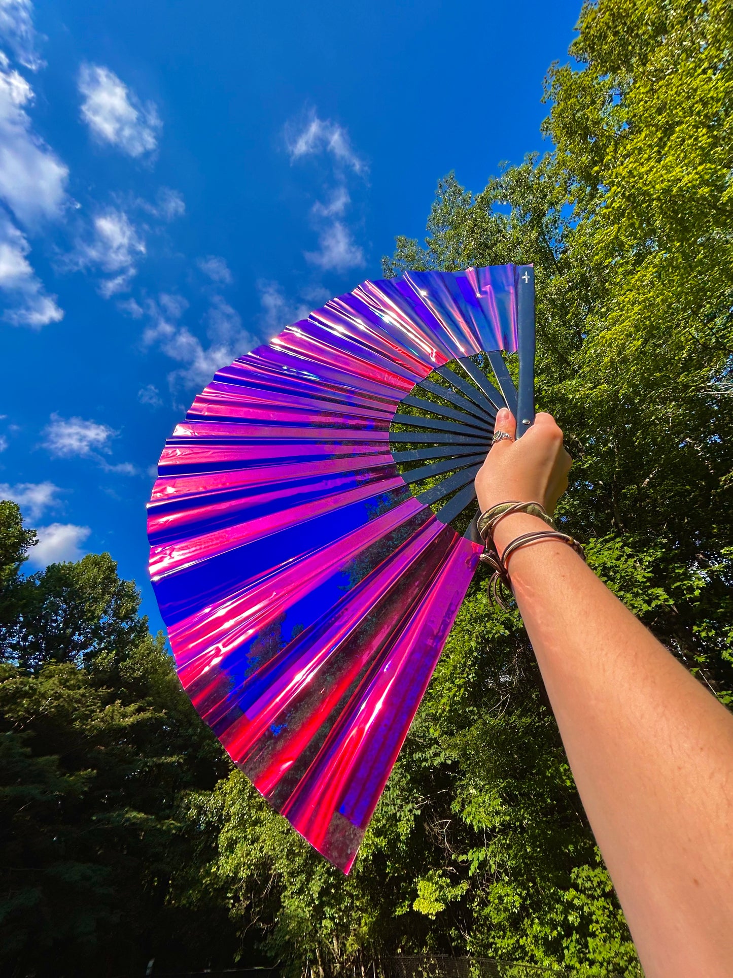 Purple Holographic Hand Fan